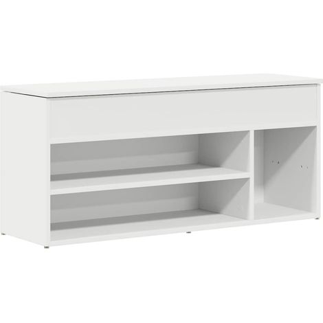 Banc à chaussure Meuble à chaussures blanc 102x30,5x45 cm bois d'ingénierie (1/5)