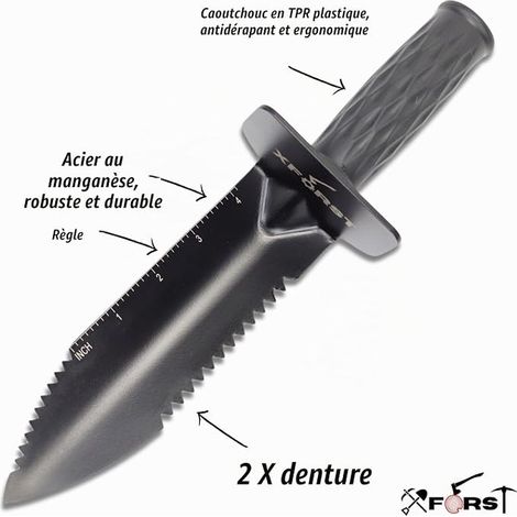 Metal Detection Shovel - Compact 30cm Hardened Steel Digging Tool with Serrated Edge and Non-Slip Handle for Prospecting and Gardening (1/4)