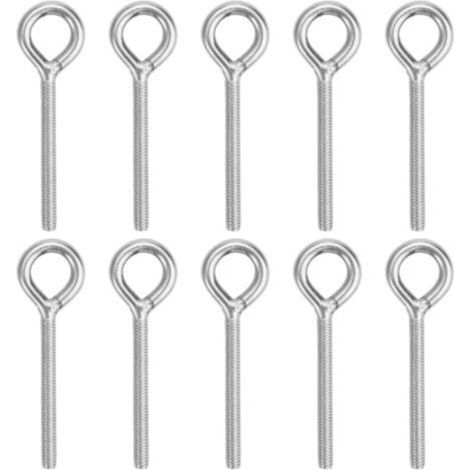 10 Pièces Anneau de Levage Boulon à œillet M6,Boulon à œil en Acier Inoxydable 304,Anneaux Filetage Vis Tige Longue,74mm Boulons àœil Filetage Mâle,Vis à œillet Antirouille,pour Fixation et Suspension (1/4)