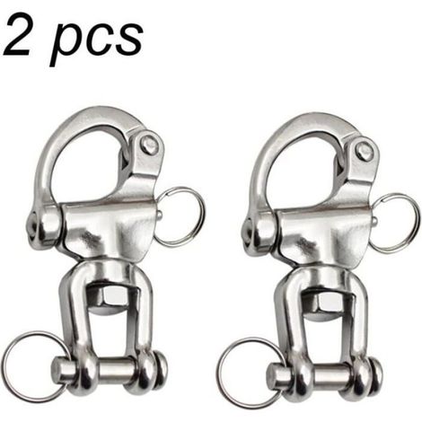 Mousqueton Pivotant - Acier Inoxydable 316 - Pour Cordage Spi Voile - 70 mm - 2 Pièces (1/4)