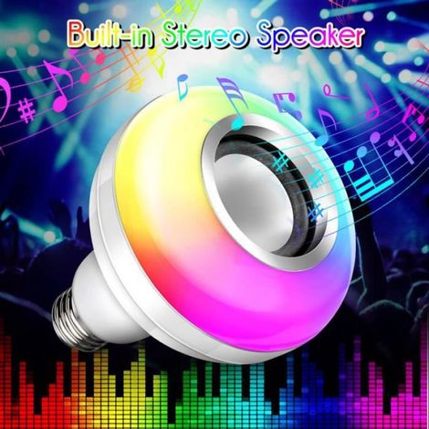 Ampoule LED Couleur Changeante E26/E27 Enceinte Musique Bluetooth Hauts-Parleurs RGB Lampe Couleur Intelligente avec Télécommande (1/4)
