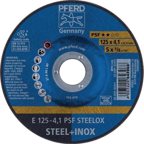 Schruppscheibe D125xS4,1mm gekröpft PSF STEELOX Bohrung 22,23 mm (1/4)