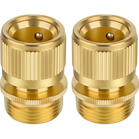 Raccord Tuyau D'arrosage Laiton, Tuyau D'arrosage en Laiton de 3/4"  Connecteur Rapide à Filetage Femelle pour Tuyau d'arrosage 3/4", pour Tuyau Extensible et Jardinage (2 PCS) (1/5)