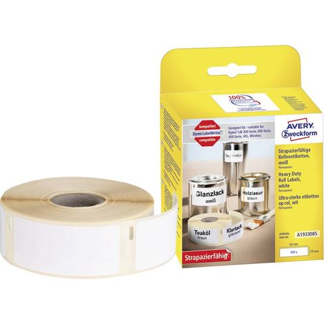 Avery-Zweckform Rouleau d'étiquettes 19 x 64 mm film blanc 450 pc(s) fixation permanente A1933085 Etiquette universelle (1/3)