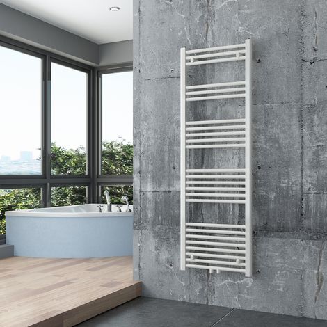 BERNSTEIN - Radiateur sèche-serviettes design de salle de bain en laiton - Blanc - R18W - Connexion et dimensions au choix1500x500mm (en), Ohne Handtuchhalter (de), Avec kit de connexion blanc