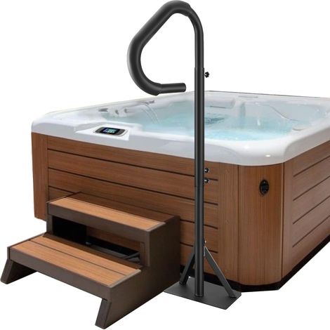Main Courante Spa 54,2x37x160 cm Rampe Escalier Sécurité Spa Rotative 360° Hauteur Réglable 122,92-160 cm Charge 272 kg Antirouille Aluminium Base de Montage Coulissante pour Intérieur Extérieur (1/5)