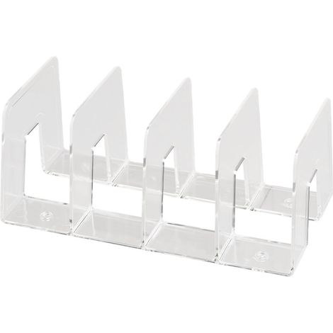 Organizer Verticale per Documenti – 4 Scomparti in Acrilico Trasparente 32x14,6x13cm, Design Elegante con Bordi Levigati e Base Antiscivolo – Ideale per Ufficio e Casa (1/5)