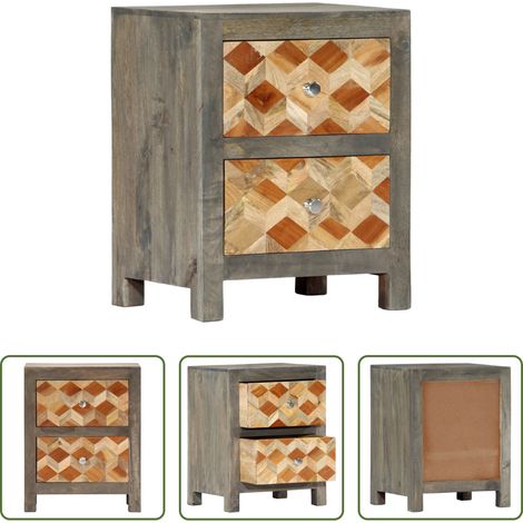 Bois de manguier -  Table de chevet Gris 40x30x50 cm Bois de manguier massif (1/5)