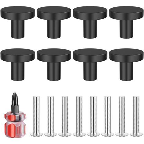 12 Pièces Bouton de Meuble Noir, 25 20 mm Bouton Tiroir, Bouton Porte Cuisine avec Des Vis, Boutons de Porte de Placard, Poignet Meuble Noir, Boutons Armoire Rond, Poignée pour Placards (1/5)