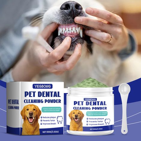 Poudre nettoyante pour les dents des chiens, élimine les odeurs buccales et nettoie l'haleine des animaux, rafraîchit l'haleine et nettoie les dents -- 100 g x 1 + 1 cuillère doseuse x 1 (1/5)