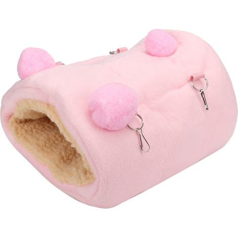 Hamac suspendu chaud en flanelle épaisse pour mini hamster, écureuil et hérisson (rose), avec nid douillet intégré. (1/5)