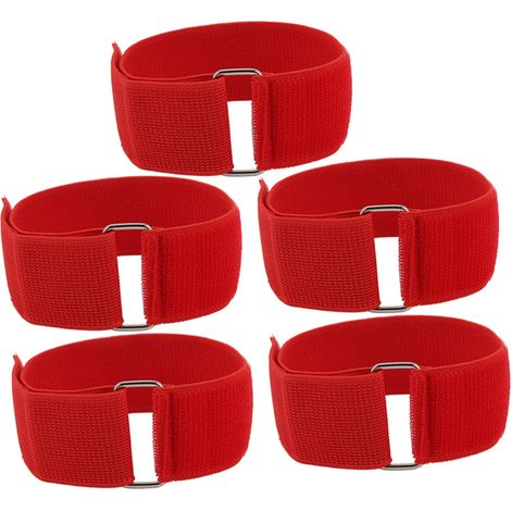 Lot de 5 bandes pour course à 3 jambes, jeux de relais extérieur, activités de groupe pour enfants et adultes, anniversaire, carnaval, fête champêtre, rouge (1/5)