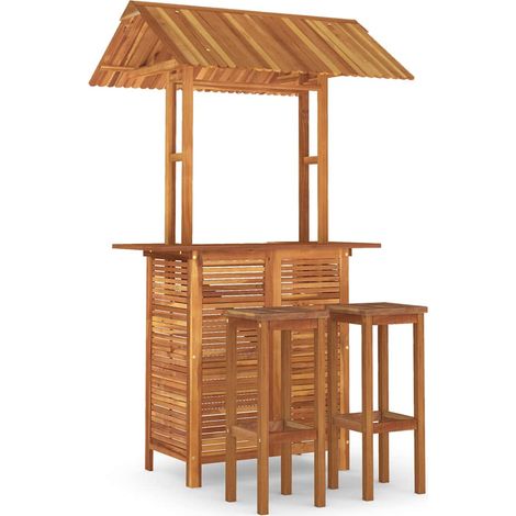 Maison Exclusive - Juego muebles de bar de jardín 3 piezas madera (1/5)