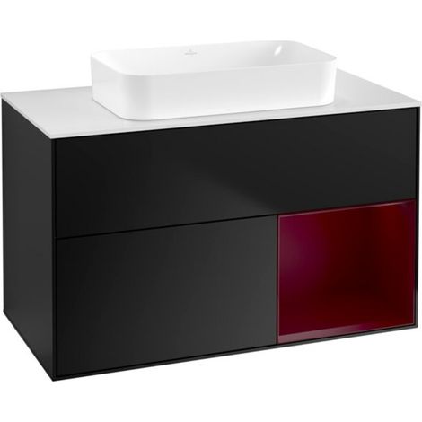 V&B Waschtischunterschrank Wandbeleuchtung Finion 100x60,3 cm, Reg re Peo, bla m lacquer (1/2)