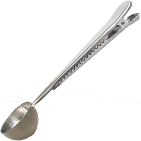 Teelöffel aus Edelstahl mit Clip, 2-in-1-Teelöffel mit langem Griff