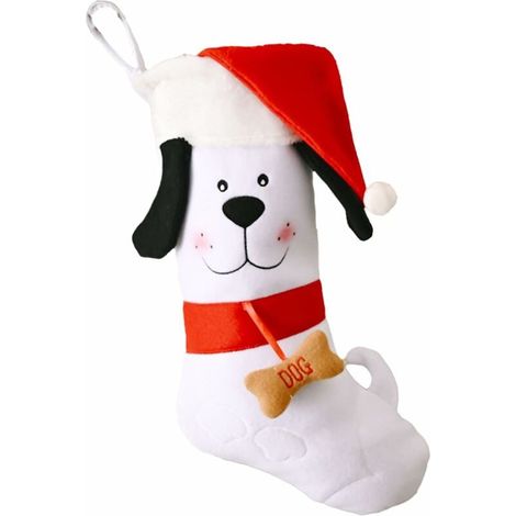 Chaussette De Noël De Chien Bas De Noël Boîte De Noël Suspendre Bas Chaussettes Christmas, Bas Classiques à Suspendre pour Décorations De Noël (Blanche)-Fei Yu (1/4)