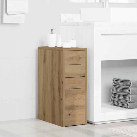 Badschrank Schmal mit Rollen Artisan-Eiche Holzwerkstoff