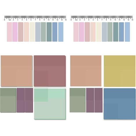 2 lots de notes adhésives, autocollants de couleur pour index, autocollants de bureau créatifs, autocollants de messages transparents (1/5)