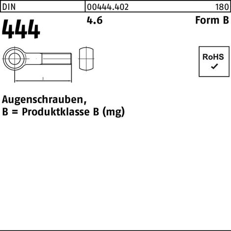 DIN 444 Form B Augenschraube M6x30 Stahl 4.6 blank 50 Stk (1/2)