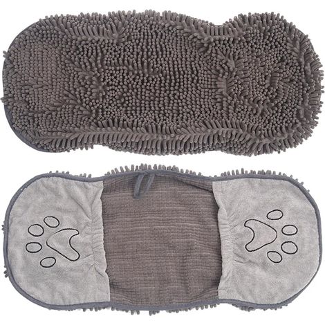 Chenille-Haustierhandtücher, Geschikt voor für Katzen und Hunde, 2er-Pack, hoch saugfähig, großes saugfähiges Trockenhandtuch mit Tasche, maschinenwaschbar, grau. (1/5)