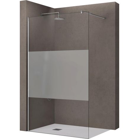 doporro Luxus Duschwand Duschabtrennung Bremen2MS 100x200 Walk-In Dusche mit Stabilisator aus Echtglas 10mm ESG-Sicherheitsglas Klarglas inkl. Nanobeschichtung (1/5)