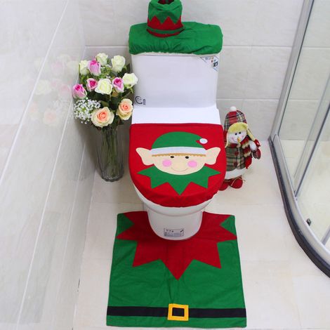Housse de lunette de toilettes et tapis de sol de Noël pour salle de bain, décoration DIY de Noël (1/5)