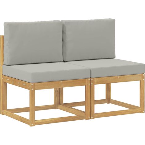 2 Piece Outdoor Middle Sofa Solid Acacia Wood White vidaXL