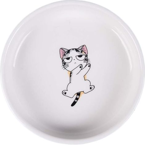 Gamelle céramique pour chat, bol alimentaire, station repas avec barre anti-glouton - Lavable au lave-vaisselle (D) (1/5)