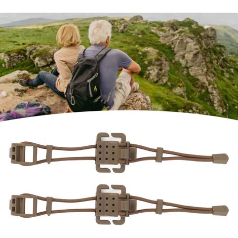 Attache Élastique pour Sac à Dos MOLLE - Kit de 2 - Clip Carabiner Plastique Khaki (1/5)