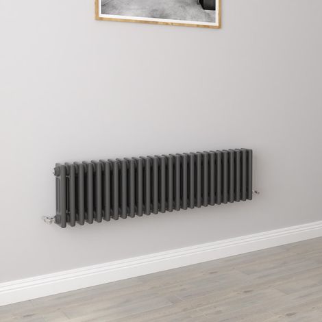 AICA Traditional Radiator Central Heating Cast Iron Style 3 Column Horizontal 300x1190mm Anthracite