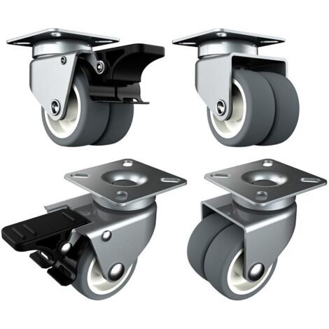 Roulette Charge Lourde de 50mm Roulettes pour Meubles avec Frein de Sécurité pour Charges Lourdes Capacité Totale de 400KG (2 avec Frein et 2 sans) (1/4)