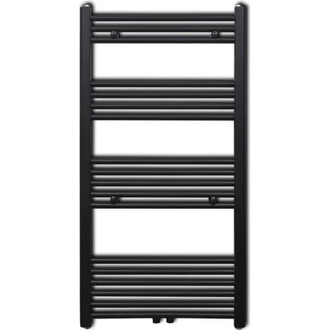 Black Bathroom Central Heating Towel Rail Radiator Straight 600 x 1160 mm