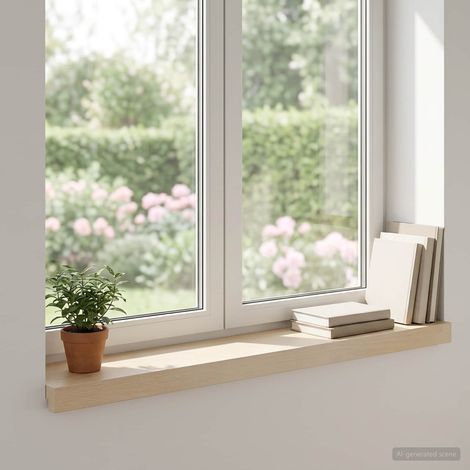 vidaXL Window Sills 2 pcs White 90 x 15 x 2 cm Solid Oak Wood (1/5)