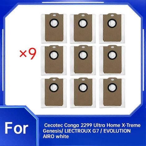NALOOKAMIC Lot de 9 sacs à poussière pour aspirateur Cecotec Conga 2299 Ultra Home X-Treme Genesis/ LIECTROUX G7 / EVOLUTION AIRO White Sweeper (1/4)