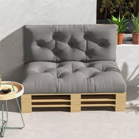 Coussin de siège rembourré 120x80x12 cm gris, housse matelassée à boutons, assise confortable pour canapé, fauteuil ou banquette, revêtement en tissu doux, épais et moelleux. (1/5)