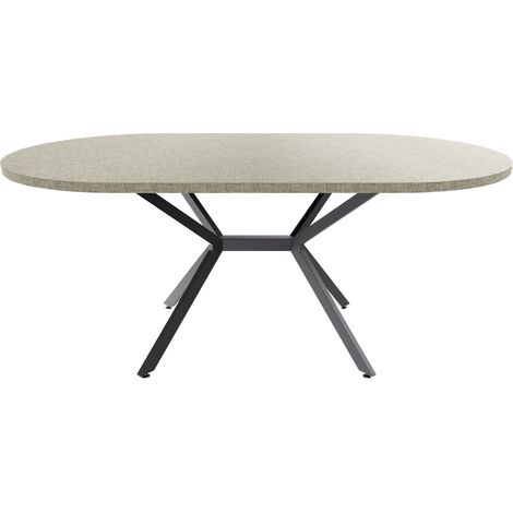 Marui Big - Tavolo da pranzo ovale 180x100 cm in Legno Testurizzato con Piede Centrale in metallo Ashi