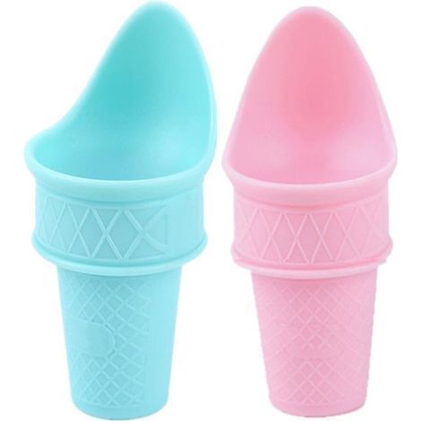 Set mit 2 wiederverwendbaren Mini-Eistüten, perfekt als Gastgeschenk, rosa und blau. (1/5)