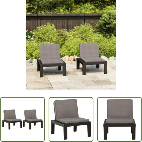 Gartenstuhl - Gartenstühle mit Auflagen 2 Stk. Kunststoff Grau (1/5)