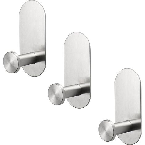 3er-Pack robuste Klebehaken aus Edelstahl für Handtücher, Bademäntel, Badezimmer, Küche und Büro (gebürstetes Nickel) (1/5)