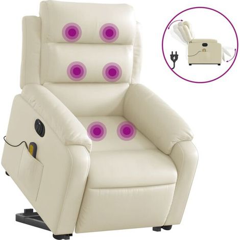 Fauteuil inclinable de massage électrique en similicuir beige (1/5)