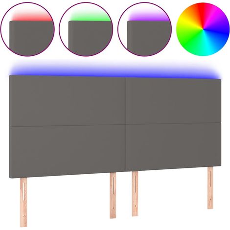 Maison Exclusive - Tête de lit à LED Gris 160x5x118/128 cm Similicuir (1/5)