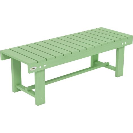 Wooden Garden Bench, Backless Outdoor Loveseat with Slatted Seat, Light Green (1/5)