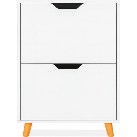 Emma - Scarpiera Salvaspazio 2 Ante 55x82x25 cm 12 Paia in Legno Bianco