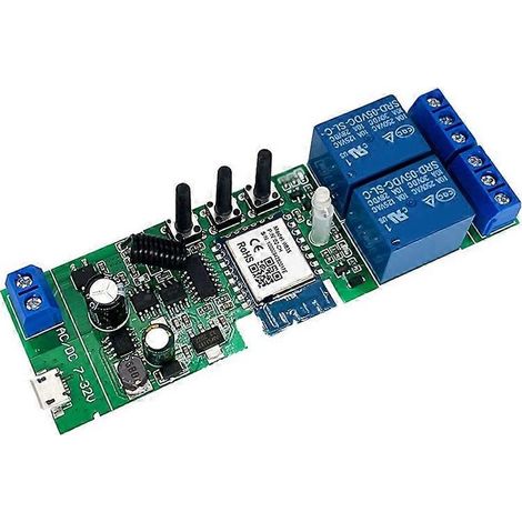 Tuya Smart WiFi Switch Relay Module 2 CH 7-32V RF/APP Wireless Remote Control Smart Home for Home White (1/5)