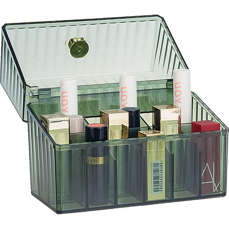 Coffre de rangement pour rouges à lèvres en acrylique transparent, 18 emplacements, boîte de présentation avec couvercle anti-poussière, support pour gloss, organiseur de maquillage pour coiffeuse, ét (1/5)