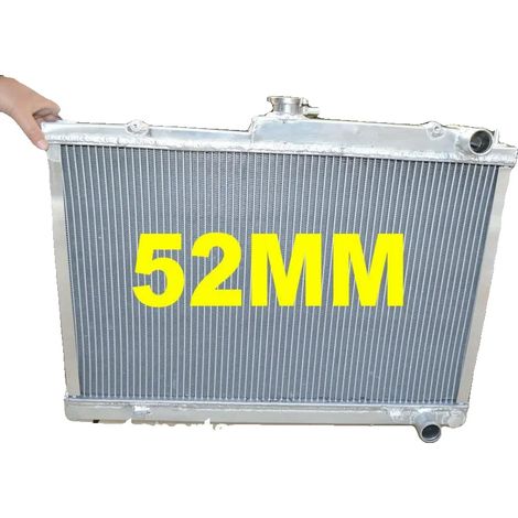Radiador de aluminio de 52 mm, mayor capacidad de refrigeración, compatible con Nissan Skyline, construcción soldada con TIG, mejora del rendimiento en un 40 %. (1/4)