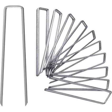 Accessoire pour tente et tonnelle Piquets d'agrafes de jardin galvanisés de 30 cm, 25 agrafes de jardin antirouille en forme de U pour tissu de pelouse sécurisé (1/5)