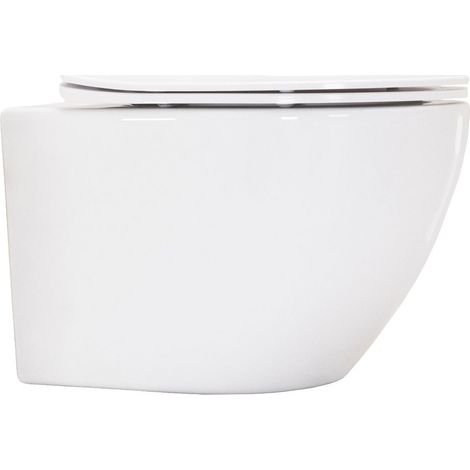 Cuvette de wc suspendu sans bride chasse tornado pour bâti-support BASS blanc brillant (1/5)