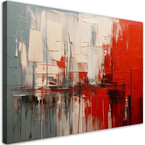Wandbild für das Wohnzimmer Moderne Abstraktion in Rot und Beige 60x40 cm