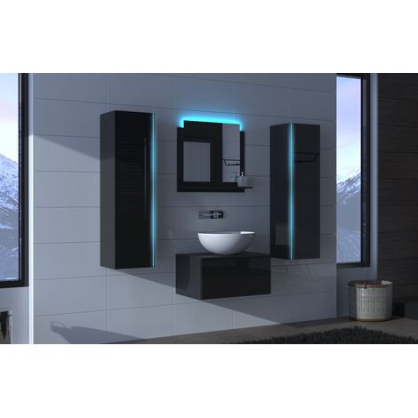 Ensemble meuble de salle de bain ALIUS I 60 CM noir (1/4)